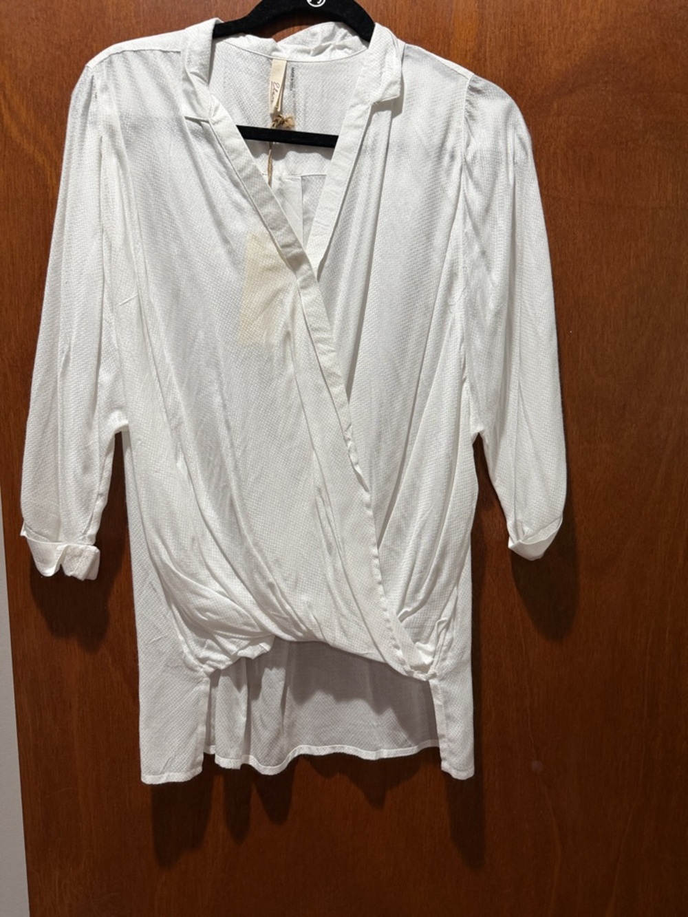 easel Ivory Wrap-Front Blouse with Twist Hem